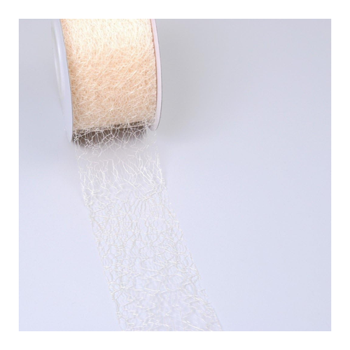 Bild von Spiderweb Dekoband - 5cm Creme - Rolle 25m