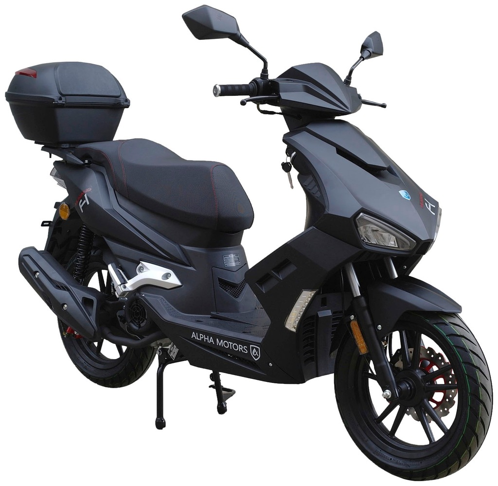 Bild von Alpha Motors Mofaroller "Mustang FI", 50 cm³, 25 km/h, Euro 5, 2,72 PS, (Set, mit Topcase), mit USB-Anschluss und Lenkerschloss, sportliches Design