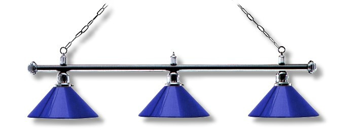 Bild von Billardlampe London 3 Schirme chrom/blau