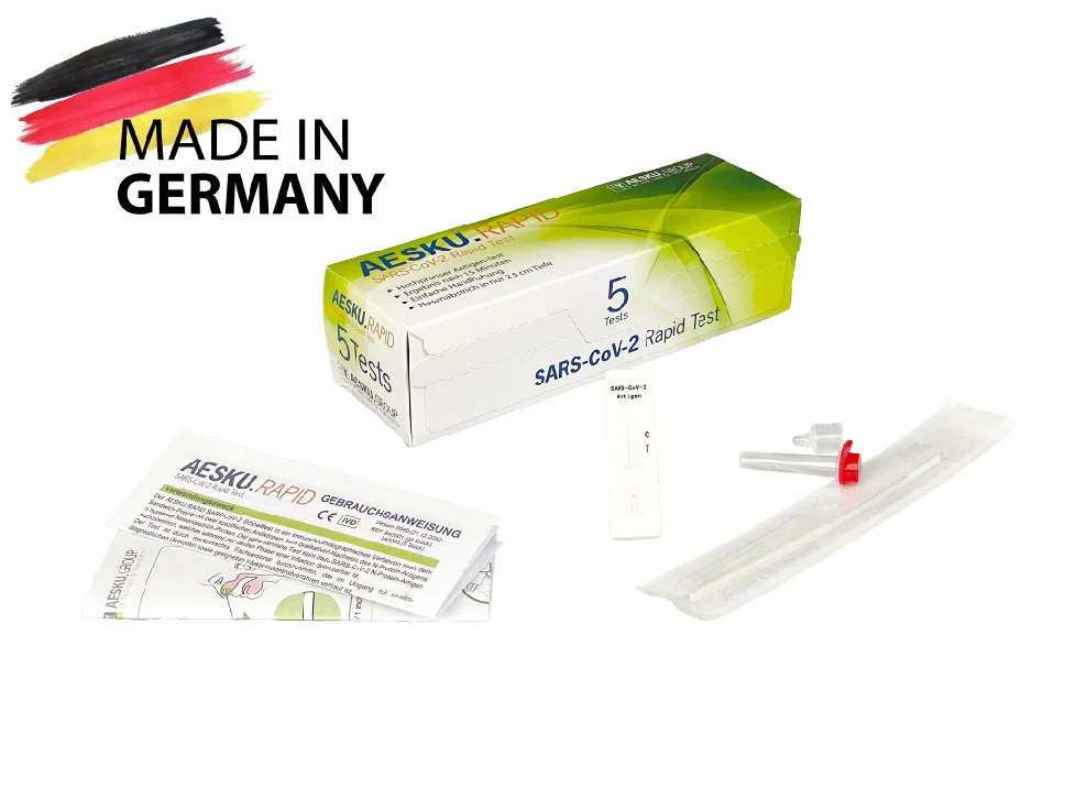 Bild von Corona SARS-CoV-2 Antigen Test Nasenabstrich zur Selbstanwendung AESKU.RAPID
