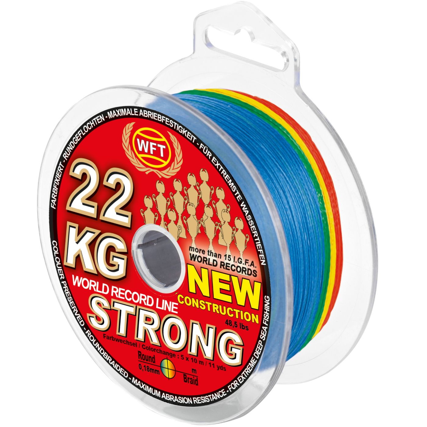 Bild von WFT Angelschnur WFT Exact Sea King 550 22kg 0,18mm Multicolor - 420m Meeresschnur, (420-St)