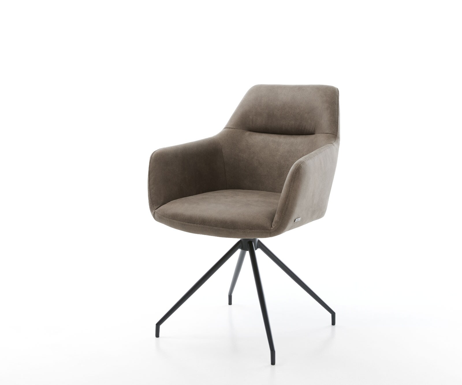 Bild von DELIFE Drehstuhl Pejo-Flex Taupe Vintage Kreuzgestell konisch Schwarz 180° drehbar, Esszimmerstühle