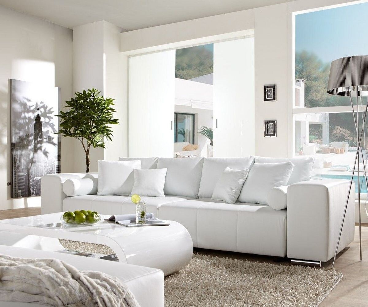 Bild von DELIFE Big-Sofa Marbeya 290x110 cm Weiss mit Schlaffunktion, Big Sofas