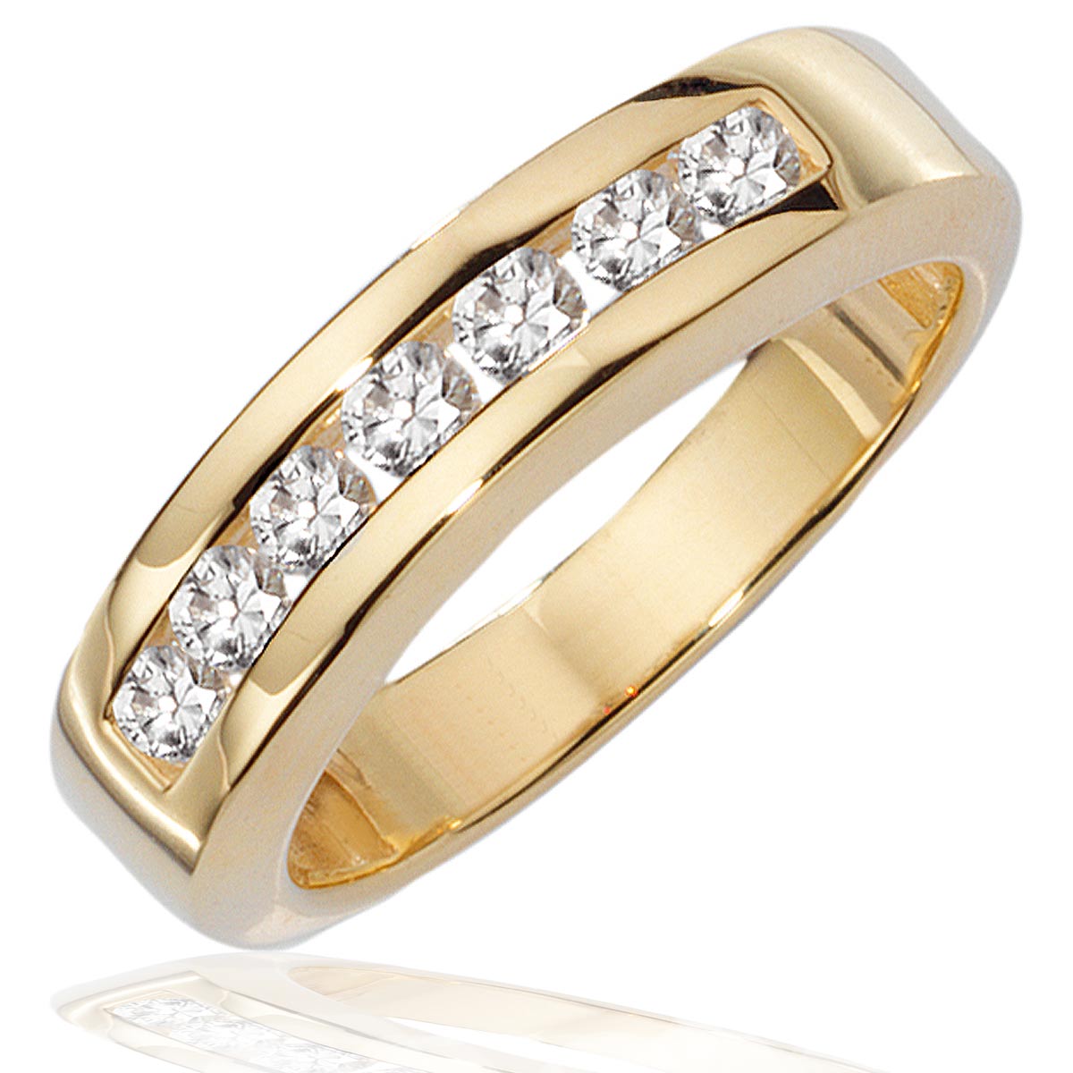 Bild von Damen Ring Memoire Gelbgold 585 mit 7 Brillanten 0,50 ct