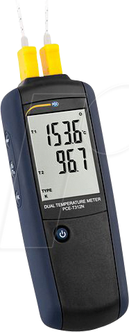Bild von Temperaturmessgerät PCE-T312N Dual-Eingang großer Temperaturbereich Abschaltautomatik für Thermoelemente Typ K und Typ J