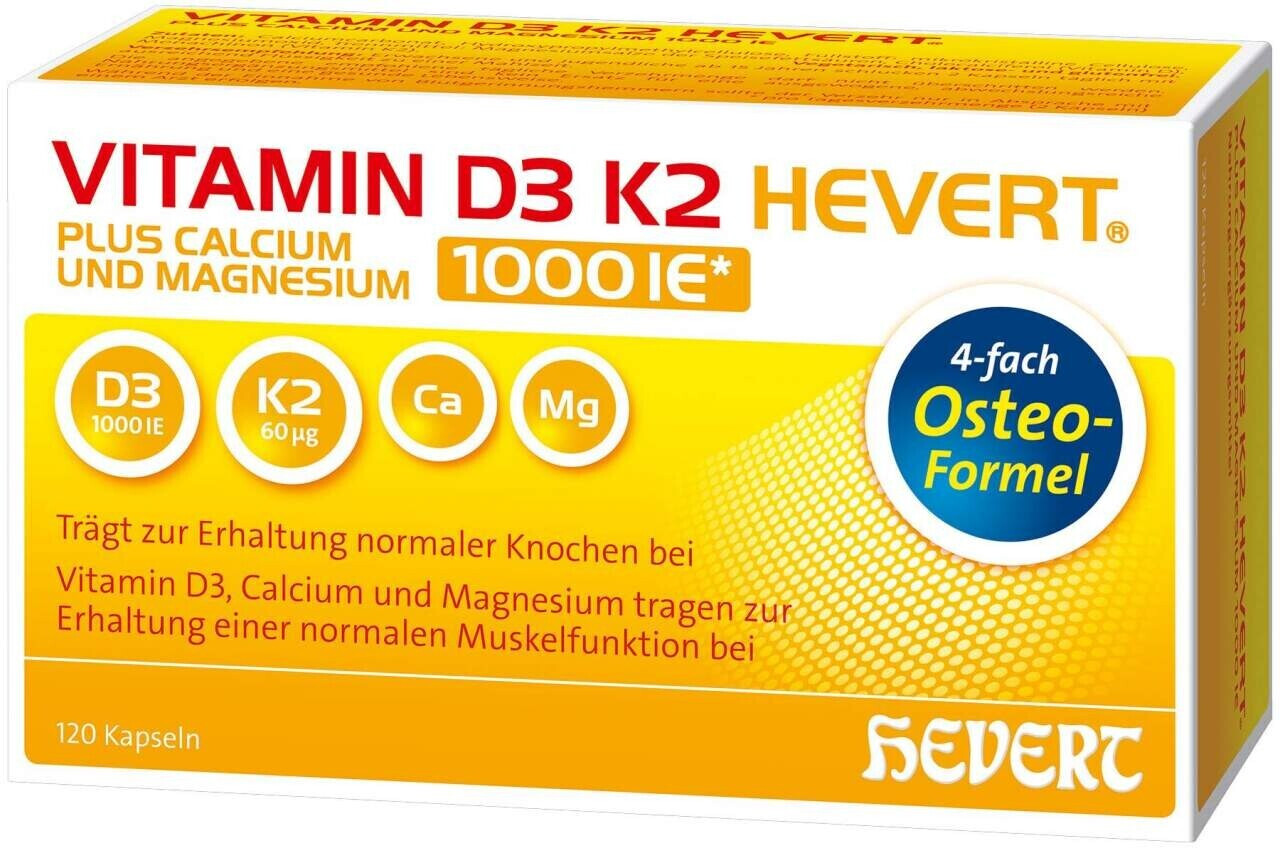 Bild von Vitamin D3 K2 Hevert plus Calcium und Magnesium 1000 I.E. 120 Kapseln - Nahrungsergänzungsmittel