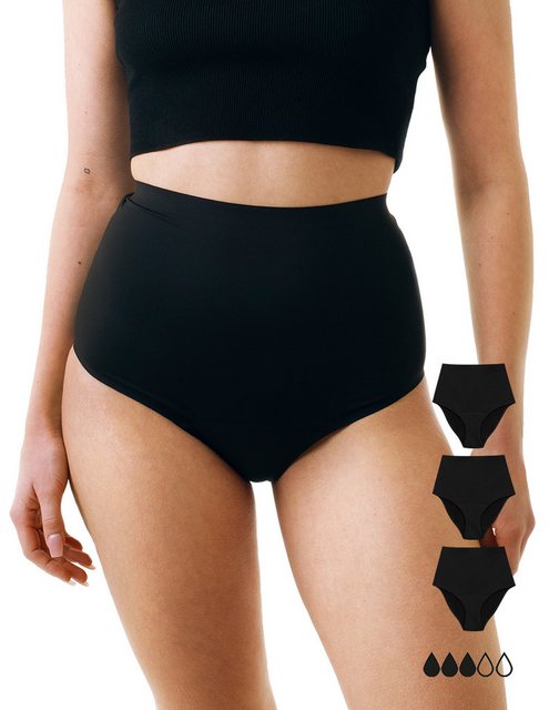 Bild von MyMonthlys Inkontinenzslip Periodenunterwäsche MARY High Waist 3er schwarz mittlere Blutung
