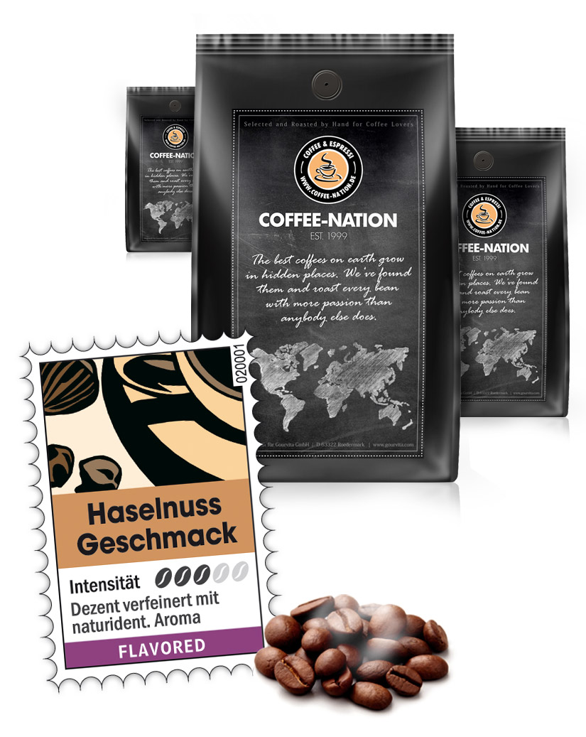 Bild von Kaffee HASELNUSS aromatisiert von Coffee-Nation, 1000g Bohnen