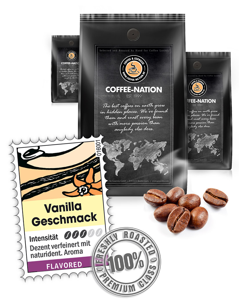 Bild von Kaffee VANILLA aromatisiert von Coffee-Nation, 1000g Bohnen