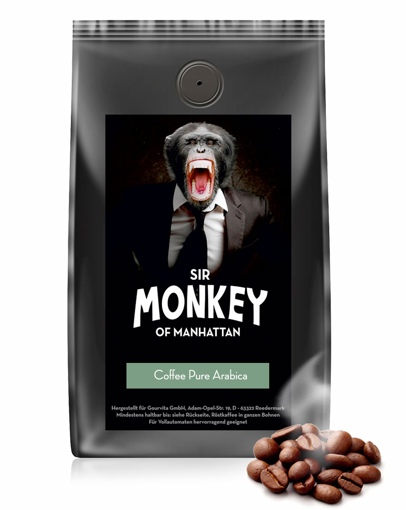 Bild von Kaffee COFFEE PURE ARABICA von Sir Monkey of Manhattan, 500g Bohnen