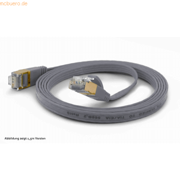 Bild von 0.25m wantec Cat. 6a Patchkabel FTP RJ45 Stecker auf RJ45 Stecker Grau flach / Rastnasenschutz