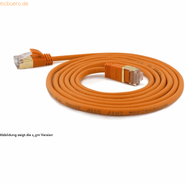 Bild von 0.25m wantec Cat. 7 Rohkabel Patchkabel S/STP RJ45 Stecker auf RJ45 Stecker Orange extra dünn / Rastnasenschutz