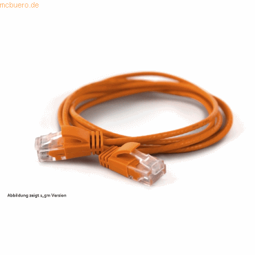 Bild von 0.10m wantec Cat. 6a Patchkabel UTP RJ45 Stecker auf RJ45 Stecker Orange Rastnasenschutz / Slim