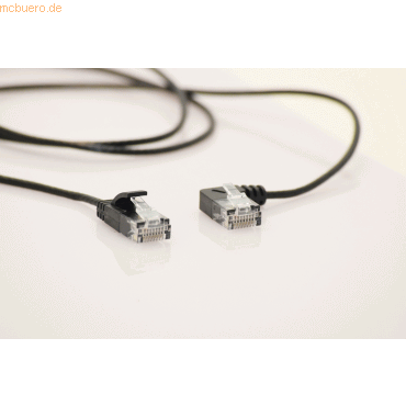 Bild von Wantec Patchkabel CAT6a gewinkelt 90°links, schwarz, UTP, 7m (U/UTP, CAT6a, 7 m), Netzwerkkabel