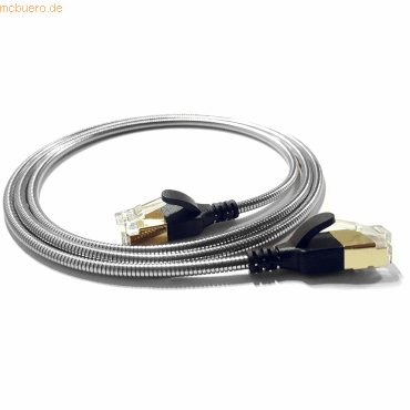 Bild von Wantec Wire Patchkabel gepanzert CAT6a 3,8mm silber 2,0m (F/UTP, CAT6a, 2 m), Netzwerkkabel