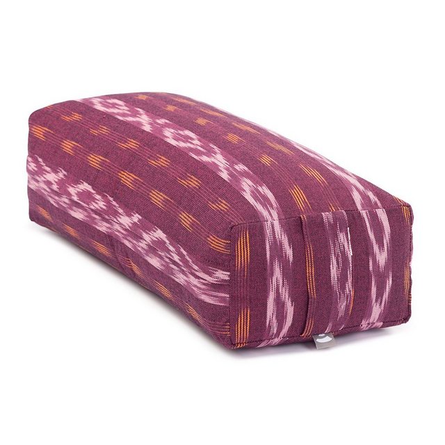 Bild von bodhi ETHNO Collection: Salamba (rechteckig) Yoga-Bolster Ikat-Webstoff, weinrot gem., Kapok