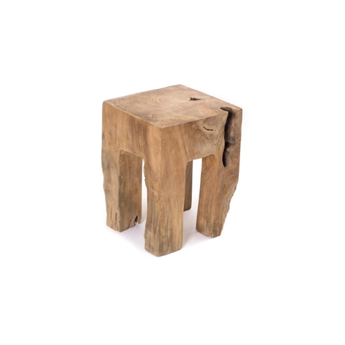 Bild von Wurzelholz Hocker Quadro aus Teakholz