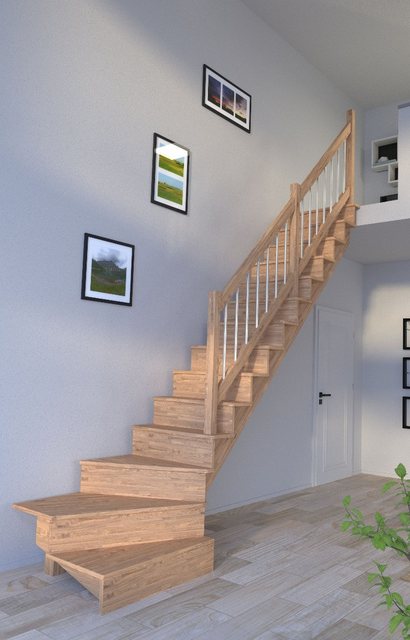 Bild von Starwood Raumspartreppe Holztreppe Lindos (Eiche) in ¼ gewendelter Ausführung rechts-80