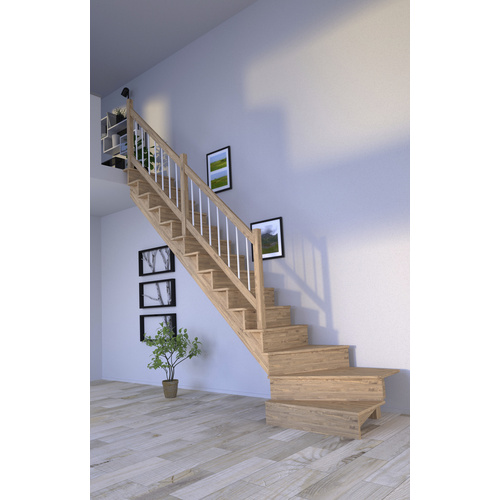 Bild von STARWOOD Systemtreppe »Lindos«, Eichenholz, 13 Stufen, max. Geschosshöhe 300 cm - braun