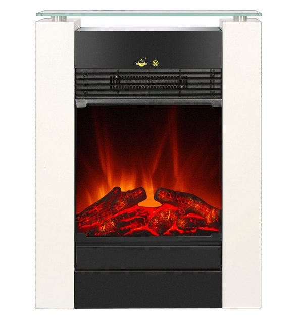 Bild von EL Fuego Elektrokamin Tessin Weiß mit Heizung dimmbar 1,8 kW