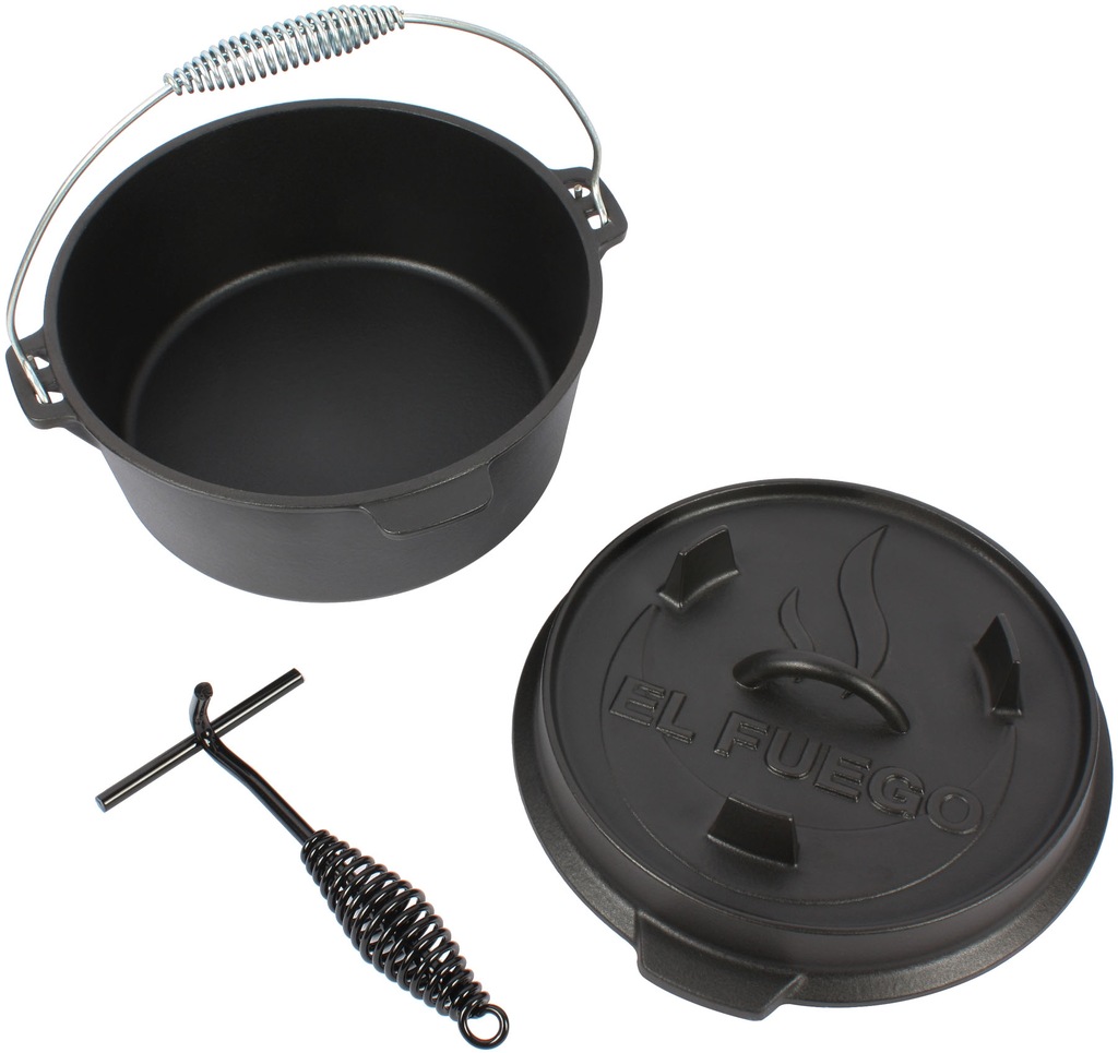 Bild von El Fuego Kasserolle El Fuego® Dutch Oven, Eisenguss (Set, 4-tlg), aus Gusseisen, mit spezieller Oberflächenveredelung, 5,6 l