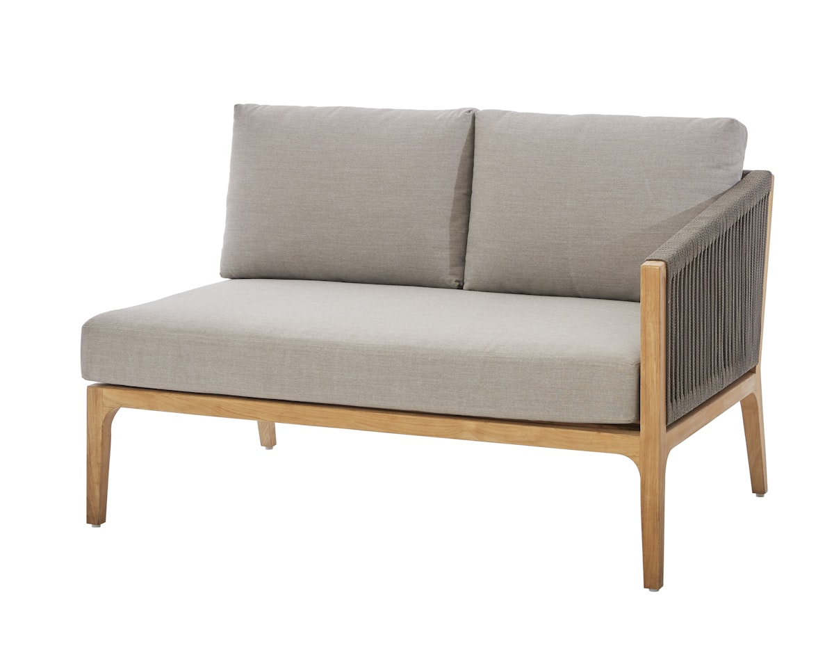 Bild von Diamond Garden 2er Loungesofa LAGOS rechts, Premium Teak / Rope / Sunproof (100 % Polypropylen) Hellgrau - Auslaufartikel - Auslaufartikel