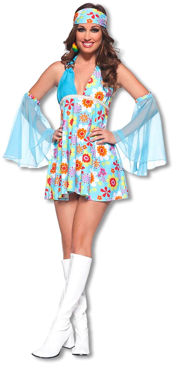 Bild von Flower Power Minikleid L   Sexy Hippie Kostüm für Frauen