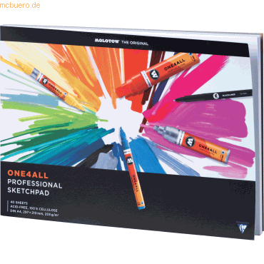 Bild von MOLOTOW Zeichenpapier Professional Sketchpad One4All A4 quer 205 g/qm 40 Blatt