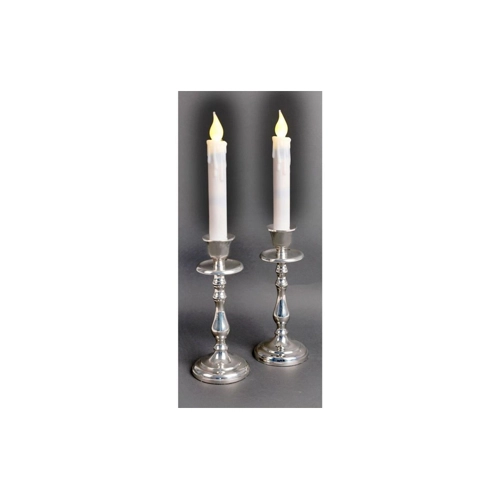 Bild von BURI Tafelkerze LED 2er-Set Tafelkerzen Flackerlicht mit Timer Spitzkerzen Stabkerzen