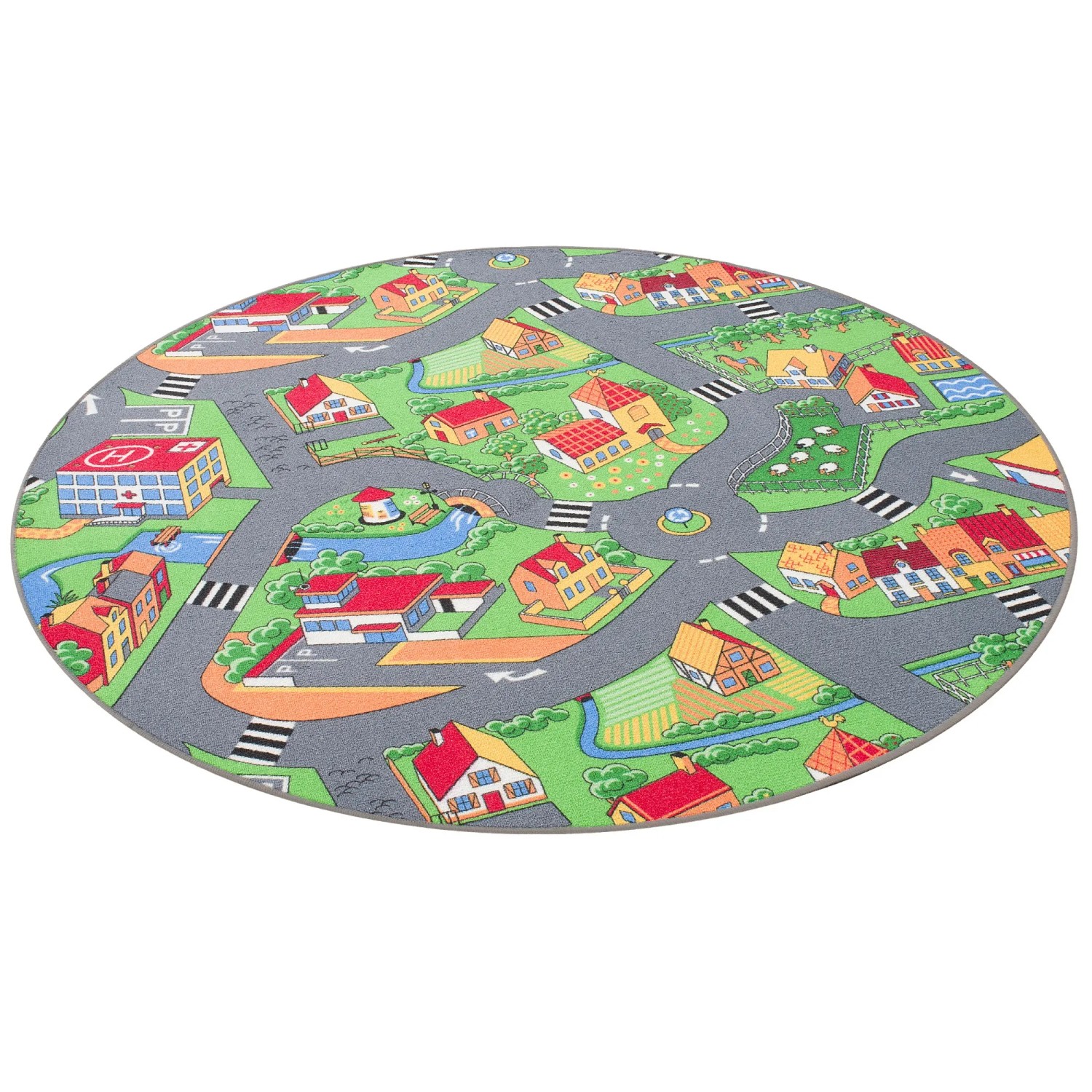 Bild von Snapstyle Kinder Spiel Teppich Little Village Bunt 160cm Rund