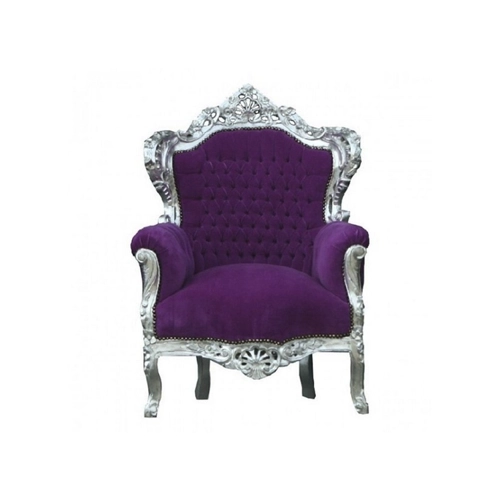 Bild von Eleganter Barock Sessel 'King' von Casa Padrino in Lila/Silber