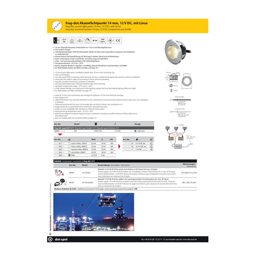 Bild von DotSpot frog-dot; 0,5 W; 4000 K; 10m PUR – LED Akzentlicht punkt