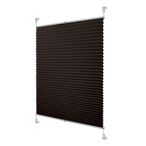 Bild von Lichtblick Plissee Klemmfix, ohne Bohren, verspannt, lichtdurchlässig, Blickdicht, Uni, mit eleganter Crushed Optik Braun,65 cm x 130 cm (B x L)