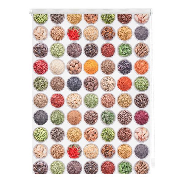 Bild von Lichtblick Klemmfix Tageslicht-Rollo mit Motiv, ohne Bohren, Blickdicht, Seitenzugrollo, Made in Germany, Gewürze - Bunt Weiß 80 x 150 cm (B x L)
