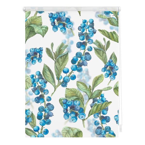 Bild von Lichtblick Klemmfix Tageslicht-Rollo mit Motiv, ohne Bohren, Blickdicht, Seitenzugrollo, Made in Germany, Heidelbeere - Blau Grün 60 x 150 cm (B x L)