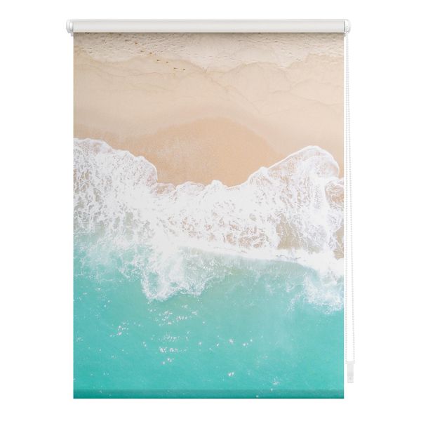 Bild von Lichtblick Klemmfix Tageslicht-Rollo mit Motiv, ohne Bohren, Blickdicht, Seitenzugrollo, Made in Germany, The Beach - Türkis Beige 70 cm x 150 cm (B x L)