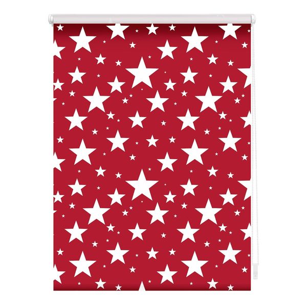 Bild von Lichtblick Klemmfix Verdunklungs-Rollo mit Motiv, ohne Bohren, Blickdicht, Seitenzugrollo, Made in Germany, Sterne Rot,100 cm x 150 cm (B x L)