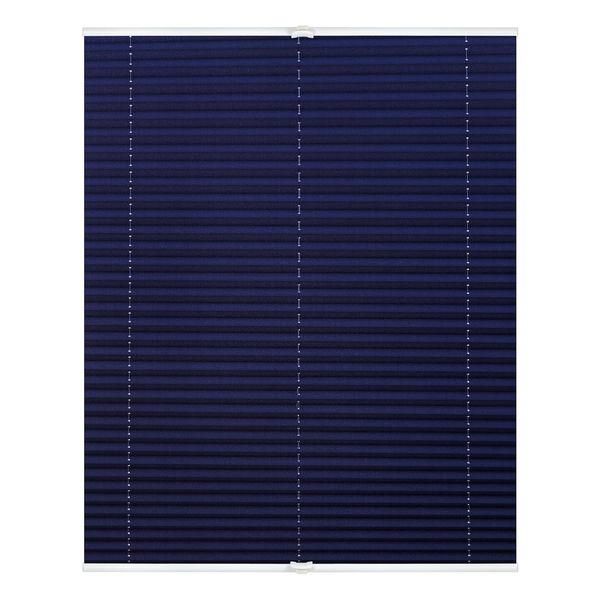 Bild von Lichtblick Plissee Klemmfix, ohne Bohren, verspannt, lichtdurchlässig, Blickdicht, mit eleganter Crushed Optik, Klemmträger mit Metallkomponente Blau,90 cm x 220 cm (B x L)