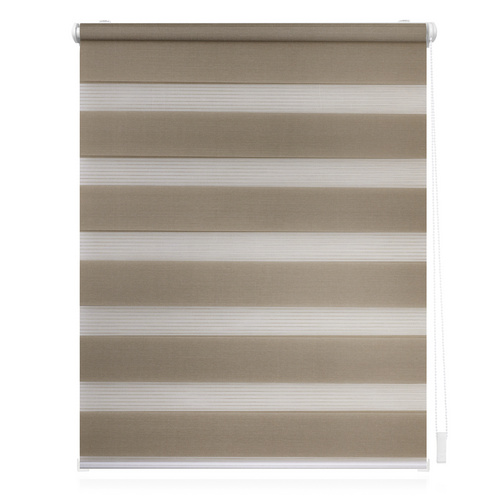 Bild von Lichtblick Doppelrollo Klemmfix ohne Bohren, Streifen, Blickdicht, Klemmträger-Montage, Sichtschutz, Wandmongtage, Deckenmontage, für Fenster und Türen Taupe,55 cm x 150 cm (B X L)