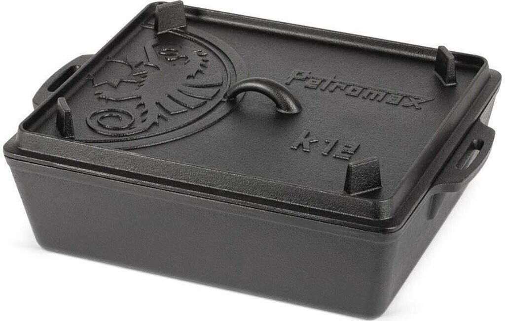 Bild von Petromax Schmortopf Petromax Kastenform XXL mit Deckel K12, Gusseisen (Set, 2-tlg), induktionsgeeignet, Deckel als Grillpfanne verwendbar