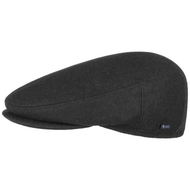 Bild von Lipodo Inglese Classic Flatcap Damen/Herren - Flat Cap Made in Italy - Unifarbene Wintercap mit Wolle - Schirmmütze Herbst/Winter - Schiebermütze schwarz 57 cm