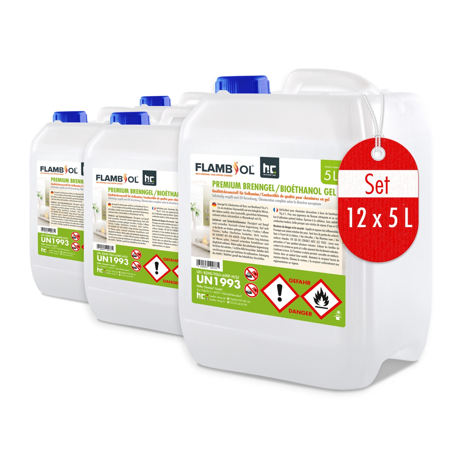 Bild von Flambiol Premium Brenngel 12 x 5l