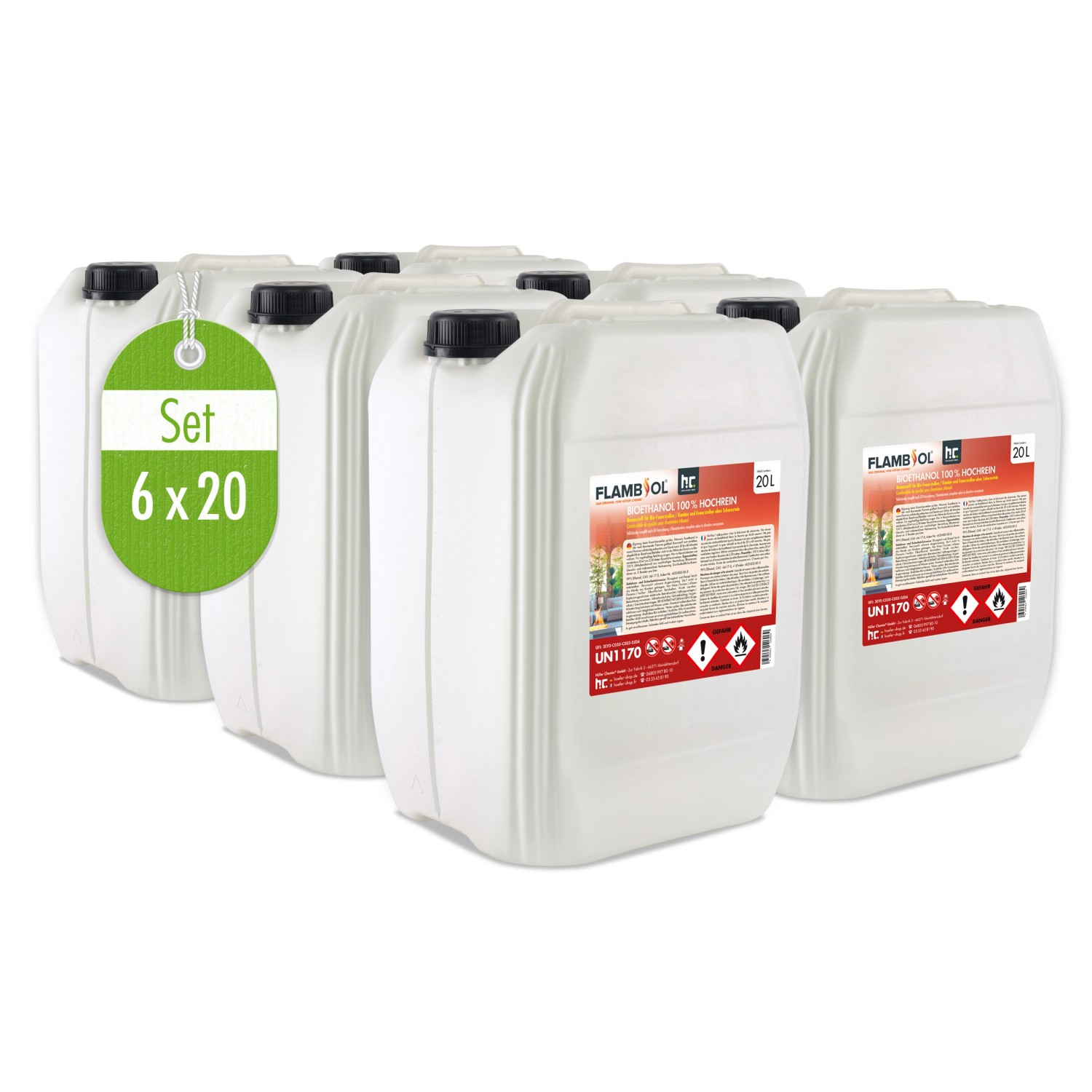Bild von 6x 20 L FLAMBIOL® Bioethanol 100% Hochrein