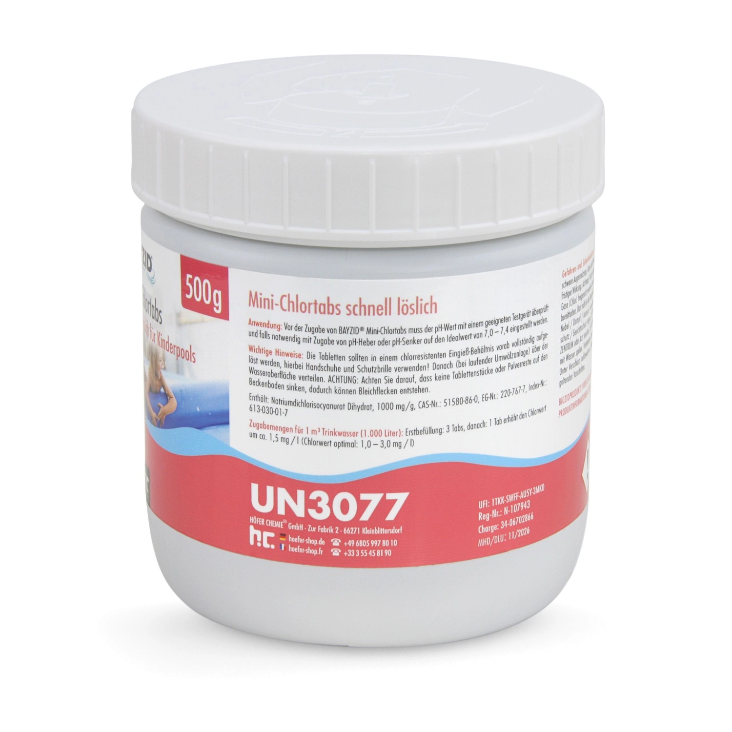 Bild von Bayzid Mini-Chlortabs 2,7g für Kleine Pools 2 x 500g