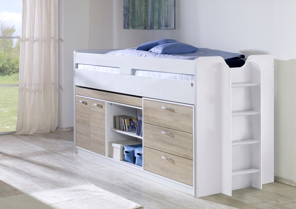Bild von Relita Hochbett »Ponny«, LF 90 x 200 cm, mit Absturzschutz u. Stauraum, diverse Farben