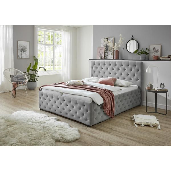 Bild von Relita - Polsterbett Chester LF 140x200 cm, mit Höhenverstellung für Lattenrost, ohne Lattenrost, ohne Matratze, Ausf. Stoff grau