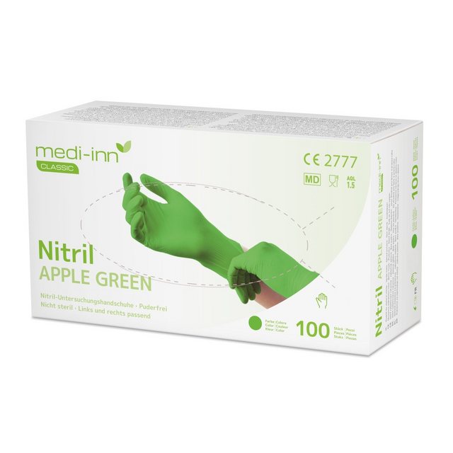 Bild von Medi-Inn Nitril-Handschuhe Nitril Apple Green Einmalhandschuhe, apfelgrün, puderfrei AQL: 1.5