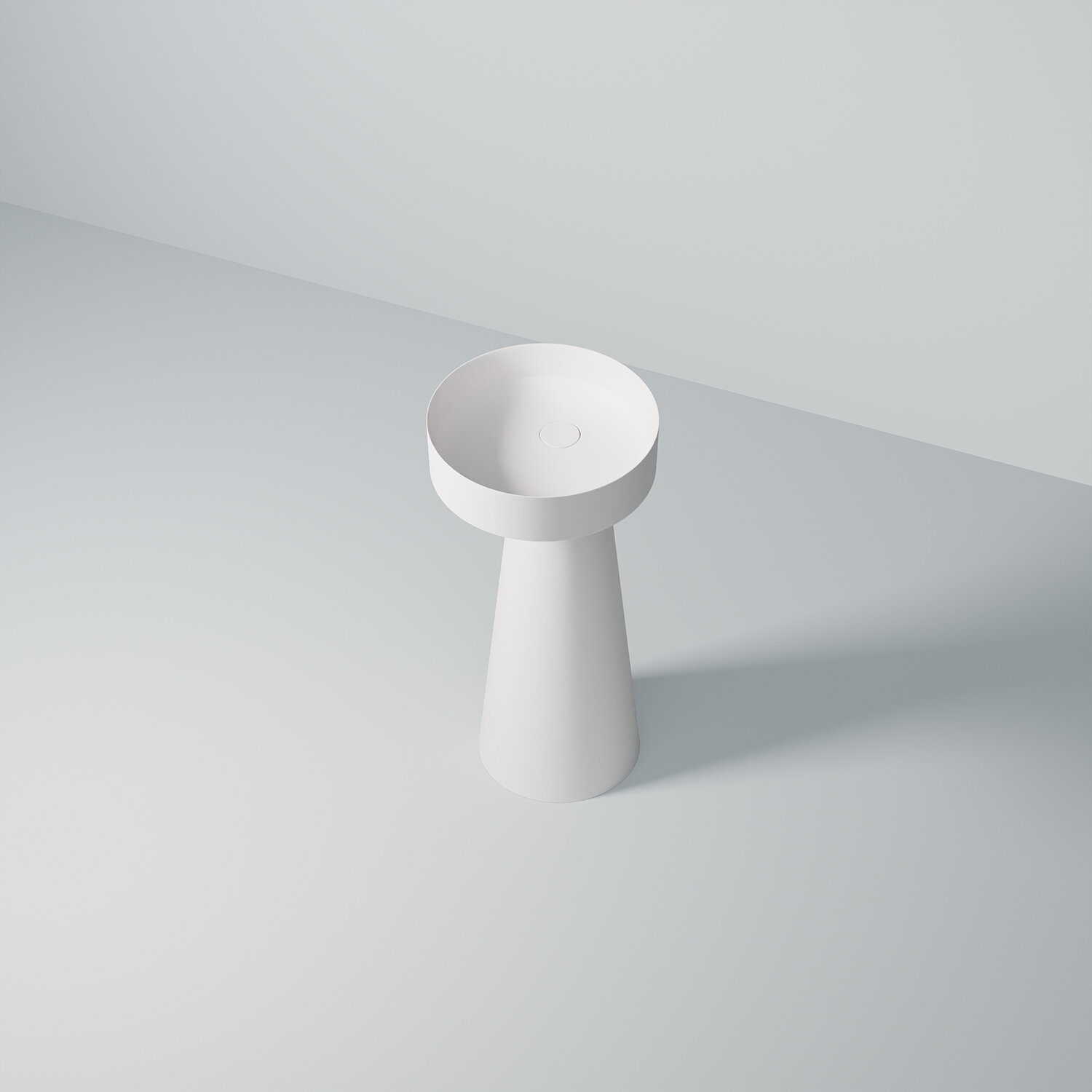Bild von Steinberg Serie 445 Standwaschtisch, rund, 400x400x870mm, SolidSurface, ohne Hahnloch, ohne Überlauf, mattweiß, 4456500W