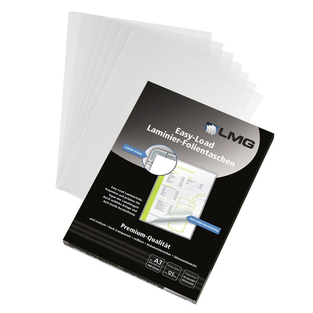 Bild von LMG LMGE-A3-125 Laminierfolien Easy Entry A3, 303 x 426 mm, 2 x 125 mic, 100 Stück