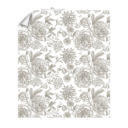 Bild von mySPOTTI Vliestapete »Fecility«, Blumenmuster, weiß/beige, matt - weiss
